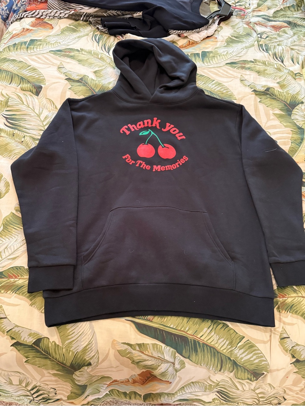 Black Hoodie with Red Cherry Graphic - Thank You For The Memories